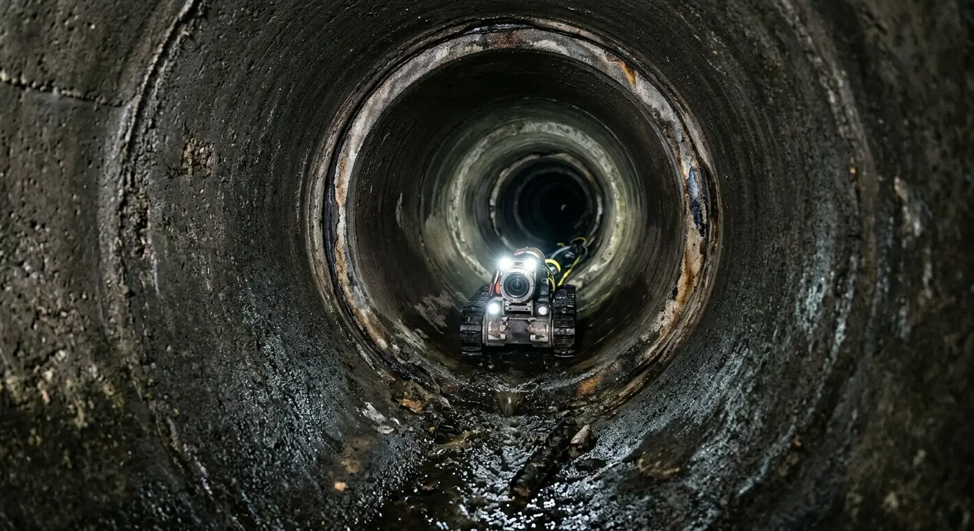 Robotic sewer camera inspecting pipe interior for Sewer Line Repair in Ames
